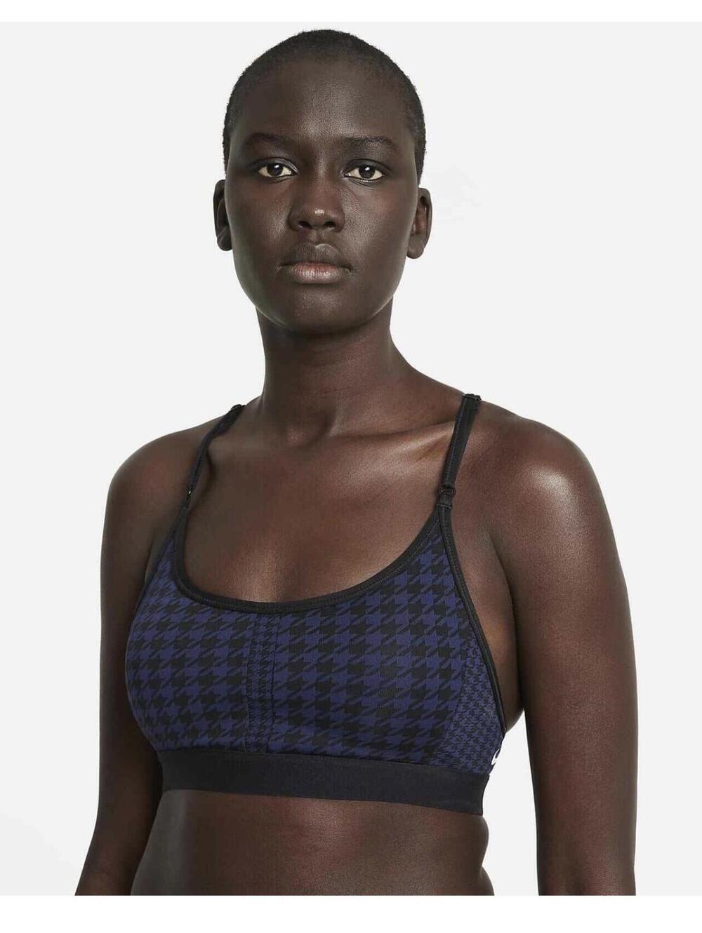 Nike Dri-FIT Black and Blue Houndstooth Racerback Sports Bra